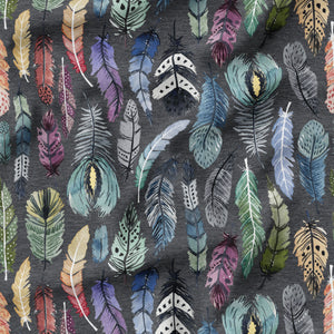 Feathers - Dark Grey - Organic Cotton/Spandex Euro Knit Jersey