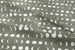 Heathered Moon Phases - Artichoke -  Organic Cotton/Spandex Euro Knit Jersey