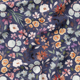 Muted Floral - Dark Blue - Organic Cotton/Spandex Euro Knit Jersey