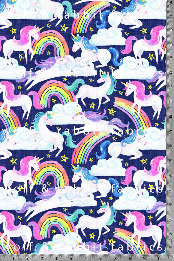 POPLIN - LARGE - Unicorns - 100% Organic Cotton WOVEN Fabric