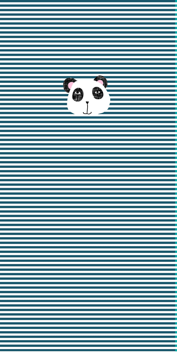 PANEL - ROMPER - Panda - Teal Stripes - Organic Cotton/Spandex Euro Knit Jersey