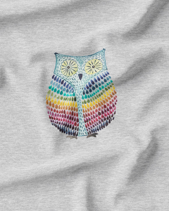 PANEL - Rainbow Owl - Organic Cotton/Spandex Euro Knit Jersey