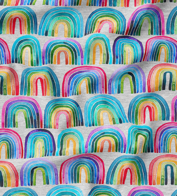 Rainbow Rows - Organic Cotton/Spandex Euro Knit Jersey