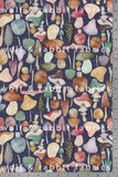 Muted Mushrooms - Dark Blue - Organic Cotton/Spandex Euro Knit Jersey