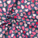 Strawberries - Navy - RECYCLED Swim Fabric