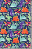 Watercolor Dinos - Organic Cotton/Spandex Euro Knit Jersey
