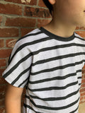 Burlap Stripes - Charcoal - Organic Cotton/Spandex Euro Knit Jersey