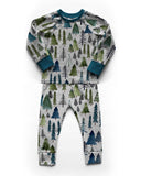 WATERCOLOR FOREST - FOG - Organic Cotton/Spandex Euro Knit Jersey